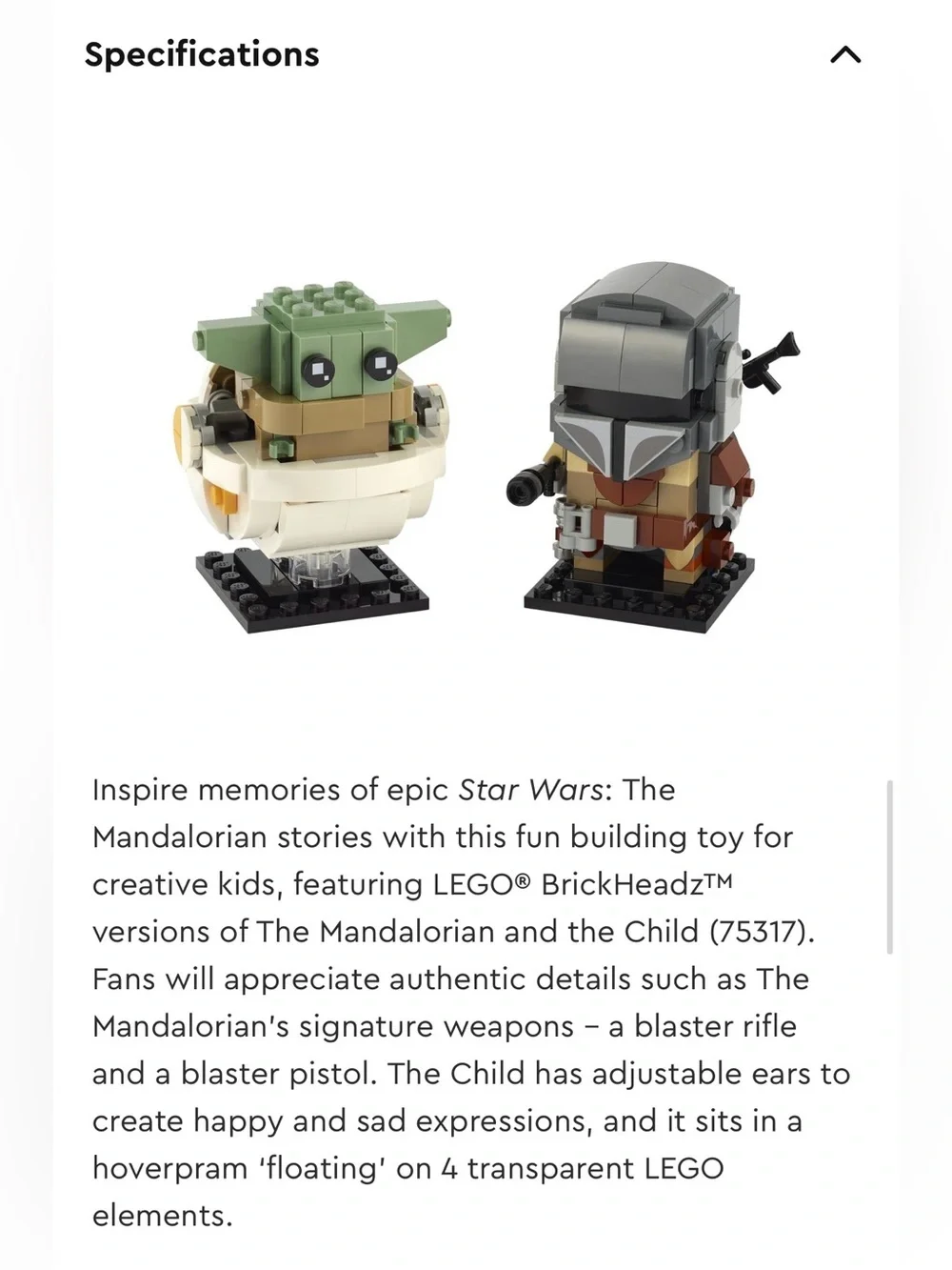 LEGO Mandalorian and The Child Brick Headz Figures